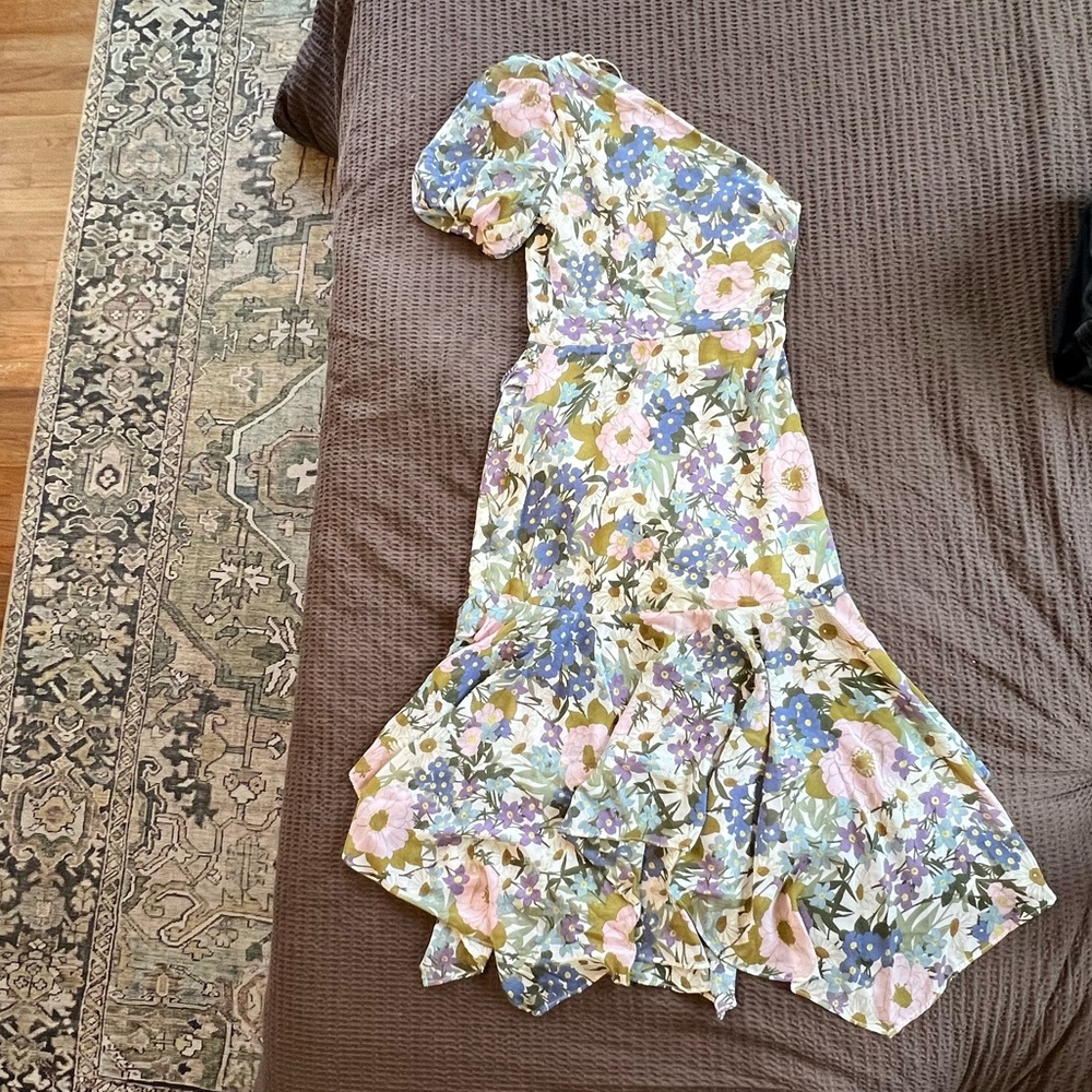 Astr One Shoulder Floral Dress in Blue and Pink